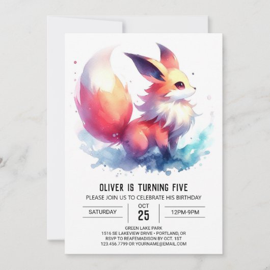 Invitation Anniversaire Pastel Fox (Devant)
