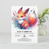 Invitation Anniversaire Pastel Fox personnalisé (Debout devant)