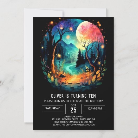 Invitation Anniversaire Pastel Magic Timber (Devant)