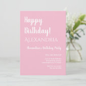 Invitation Anniversaire Pastel Pink Typographie Joyeux Annive (Debout devant)
