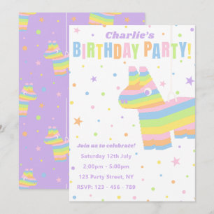 Invitation anniversaire Pastel Rainbow Piñata