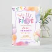 Invitation Anniversaire Pastel Rose High Five (Debout devant)