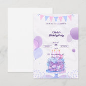Invitation anniversaire pastel violet - Modifiable (Devant / Derrière)
