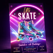 Invitation Anniversaire Patins à Roulettes Néon