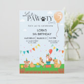 Invitation Anniversaire Paw-ty mignonne Chiens de Chien de Ch (Debout devant)