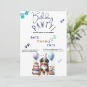 Invitation Anniversaire Pawty Australian Shepherd Dog Anniver (Debout devant)