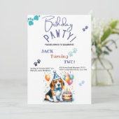 Invitation Anniversaire Pawty Chien Beagle Personnalisé Anniv (Debout devant)