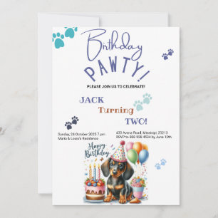 Invitation Anniversaire Pawty Dachshund Chien Personnalisé An