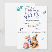 Invitation Anniversaire Pawty Golden Retriever Chien Annivers (Devant / Derrière)