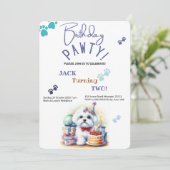 Invitation Anniversaire Pawty Maltese Chien Personnalisé Anni (Debout devant)