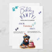 Invitation Anniversaire Pawty Rottweiler Chien Customisé Anni (Devant / Derrière)