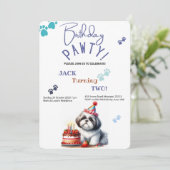 Invitation Anniversaire Pawty Shih Tzu Chien Personnalisé Ann (Debout devant)