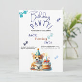 Invitation Anniversaire Pawty Welsh Corgi Chien Customisé Ann (Debout devant)