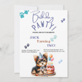 Invitation Anniversaire Pawty Yorkshire Terrier Chien Anniver (Devant)