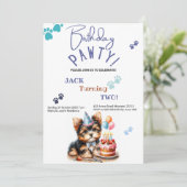 Invitation Anniversaire Pawty Yorkshire Terrier Chien Anniver (Debout devant)