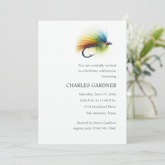 Invitation Anniversaire Pêche à la mouche (Debout devant)