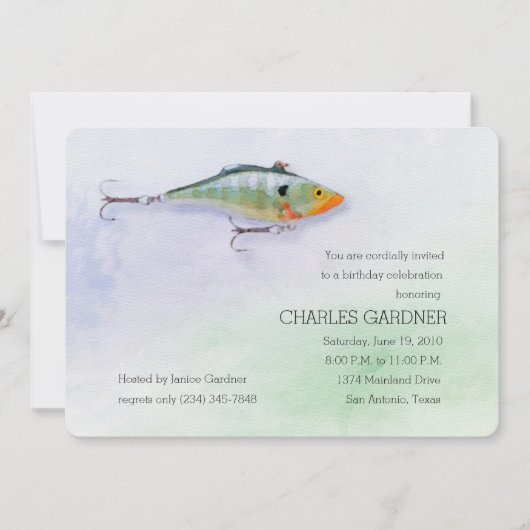 Invitation Anniversaire Pêche Thème Lure (Devant)