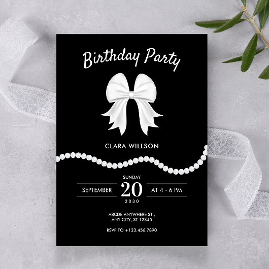 Invitation Anniversaire perle arc noir