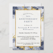 Invitation Anniversaire Personnalisable Chic Blue Gold Floral (Devant)
