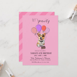 Invitation Anniversaire Personnalisable de Corgi R