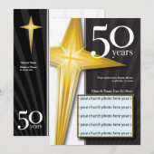 Invitation Anniversaire personnalisable d'église de 50 ans (Devant / Derrière)