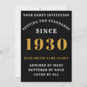 Invitation Anniversaire personnalisé 1930 Chic Black Gold Bla (Devant)