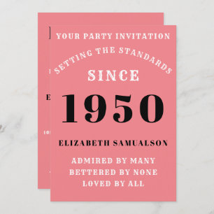 Invitation Anniversaire personnalisé 1950 Fille rose mignon c