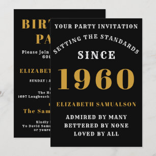 Invitation Anniversaire personnalisé 1960 Ajouter votre nom N