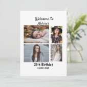 Invitation Anniversaire Personnalisé 4 Photo Collage (Debout devant)