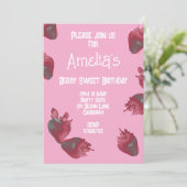 Invitation Anniversaire personnalisé de fraises (Debout devant)