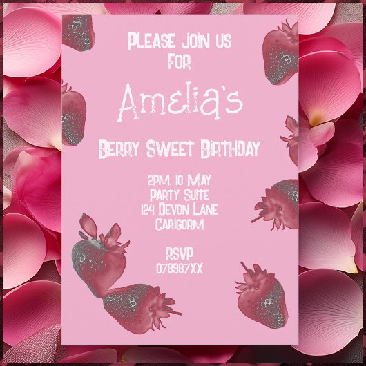 Invitation Anniversaire personnalisé de fraises
