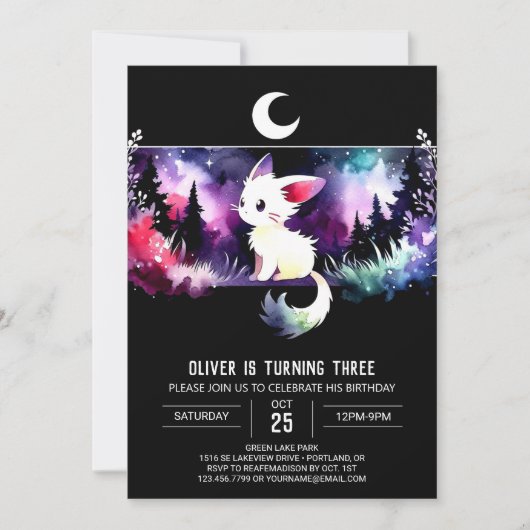 Invitation Anniversaire personnalisé de petit chat (Devant)