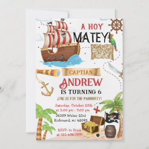 Invitation Anniversaire personnalisé d'enfant pirate