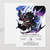 Invitation Anniversaire personnalisé des enfants d'épée Ninja (Devant / Derrière)