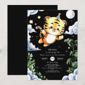 Invitation Anniversaire personnalisé du tigre d'aquarelle (Devant / Derrière)
