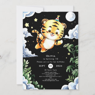 Invitation Anniversaire personnalisé du tigre d'aquarelle