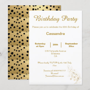INVITATION ANNIVERSAIRE PERSONNALISÉ ÉLÉGANT SIMPLE OR NOIR