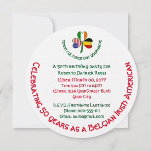 Invitation Anniversaire Personnalisé Trèfle Irlandais Belge U