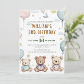 Invitation Anniversaire personnalisée Cute Teddy B (Debout devant)
