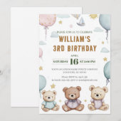 Invitation Anniversaire personnalisée Cute Teddy B (Devant / Derrière)