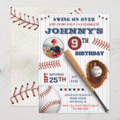 Invitation Anniversaire personnel de baseball avec photo (Devant / Derrière)