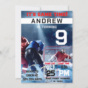 Invitation Anniversaire personnel de hockey avec photo Invita