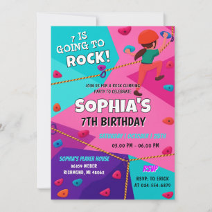 Invitation Anniversaire personnel d'escalade de roche rose