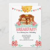 Invitation Anniversaire Petit-Déjeuner Filles Pancake (Devant / Derrière)