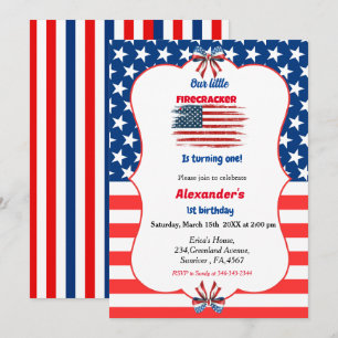 Invitation anniversaire petite pétard du 4 juillet