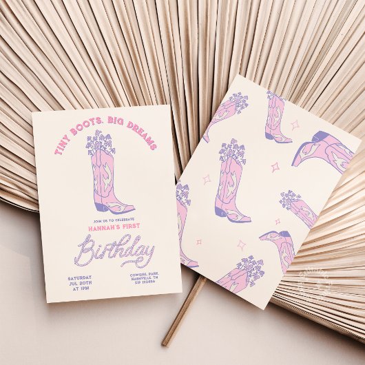 Invitation Anniversaire Petites bottes Gros rêves