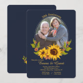 Invitation anniversaire photo avec cadre tournesol (Devant / Derrière)