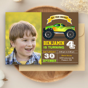Invitation anniversaire photo de camion monstre ve