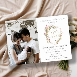 Invitation Anniversaire photo de la crête de Fleur sauvage Du