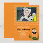 Invitation Anniversaire photo de la petite Citrouille Hallowe (Devant / Derrière)